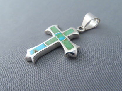 Turquoise Inlay Cross Pendant (Sonoran Gold Turqouise)