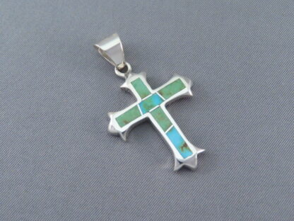 Turquoise Inlay Cross Pendant (Sonoran Gold Turqouise)