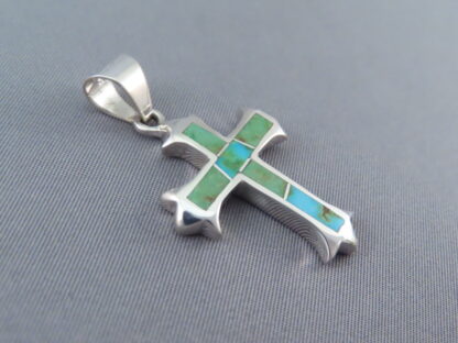 Turquoise Inlay Cross Pendant (Sonoran Gold Turqouise)