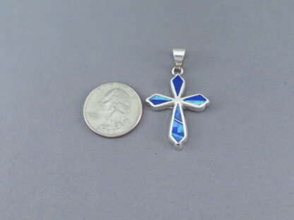 Opal & Lapis Inlay Cross Pendant