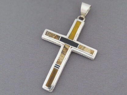 Multi-Stone Inlay Cross Pendant (Large)