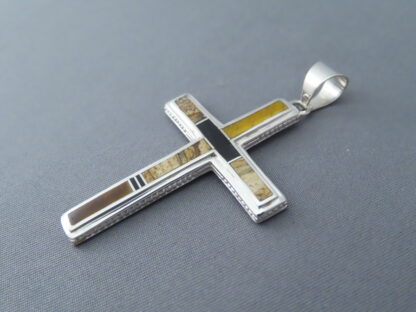 Multi-Stone Inlay Cross Pendant (Large)