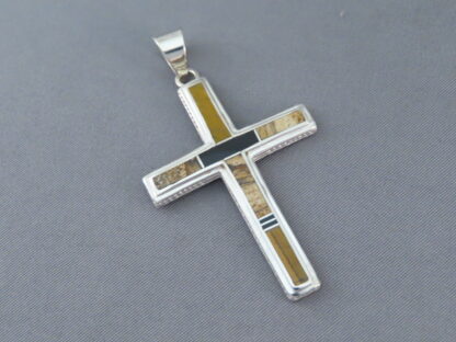 Multi-Stone Inlay Cross Pendant (Large)