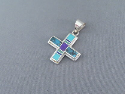 Multi-Stone Cross Pendant with Inlay