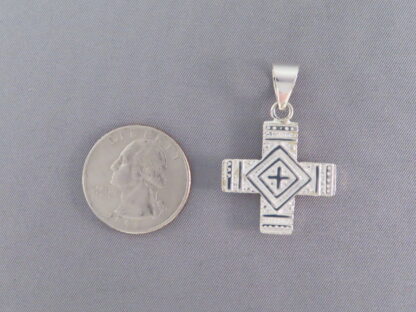 Multi-Stone Cross Pendant with Inlay