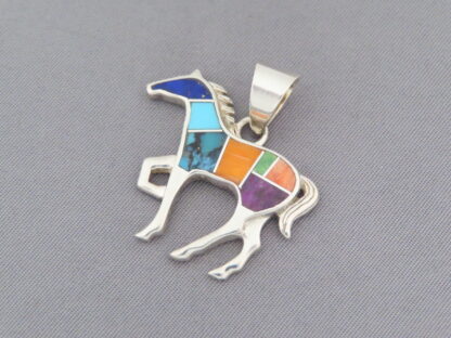 Inlaid Multi-Color Horse Pendant (Medium-Size)