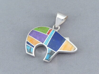 Inlaid Multi-Color BEAR Pendant (mid-size)