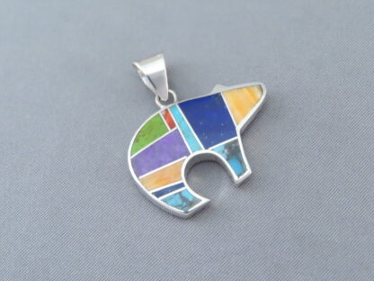 Inlaid Multi-Color BEAR Pendant (mid-size)