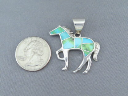 Larger Horse Pendant with Turquoise Inlay