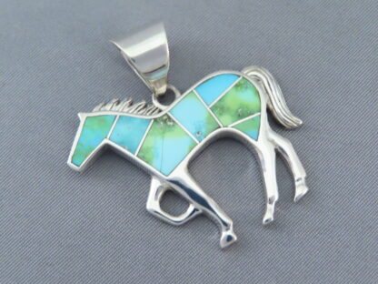 Larger Horse Pendant with Turquoise Inlay