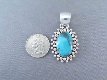 Bisbee Turquoise & Sterling Silver Pendant by Artie Yellowhorse