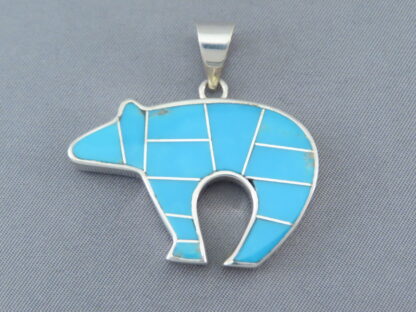 Turquoise Inlay Bear Pendant
