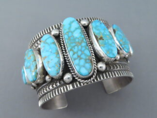 Seven-Stone Kingman Turquoise Cuff Bracelet by Guy Hoskie