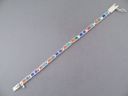 Inlaid Multi-Color Link Bracelet (more dainty)