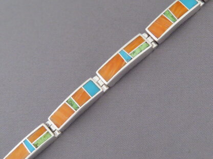 Colorful Multi-Stone Inlay Link Bracelet