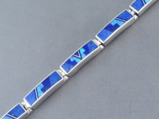 Shop Inlaid Jewelry - Lapis & Opal Inlay Link Bracelet by Native American jeweler, Tim Charlie $695- FOR SALE