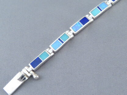 Opal & Turquoise & Lapis Inlay Link Bracelet (more dainty)