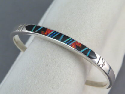 Multi-Stone Inlay Cuff Bracelet with Opal