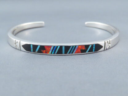Multi-Stone Inlay Cuff Bracelet with Opal