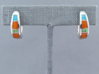 Colorful Multi-Stone Inlay Earrings (Smaller Huggies)