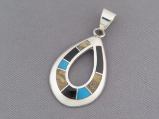 Multi-Stone Inlay Pendant Featuring Turquoise (Open-Drop)