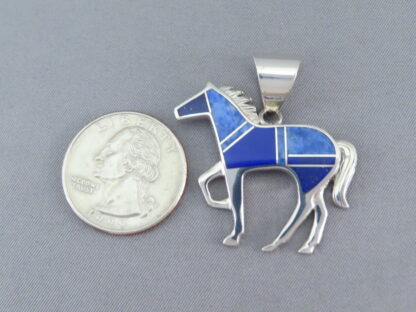 Lapis Inlay Horse Pendant (Larger)