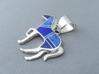 Lapis Inlay Horse Pendant (Larger)