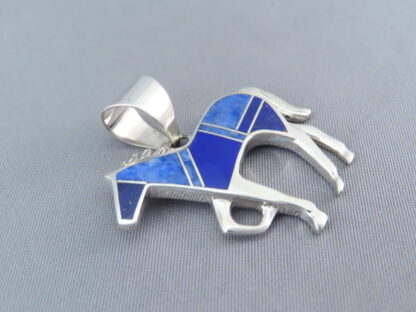 Lapis Inlay Horse Pendant (Larger)