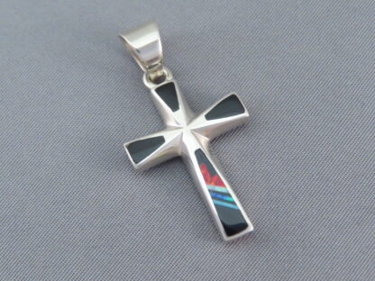 Cross Pendant with Opal & Turquoise Inlay