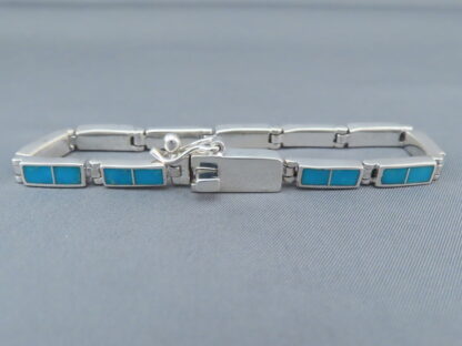 Turquoise Inlay Link Bracelet (more dainty)