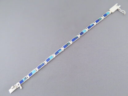 Turquoise and Lapis Inlay Link Bracelet (smaller)