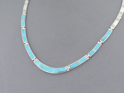 Turquoise Inlay Necklace in Sterling Silver