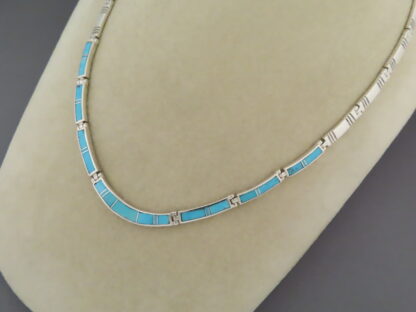 Turquoise Inlay Necklace in Sterling Silver