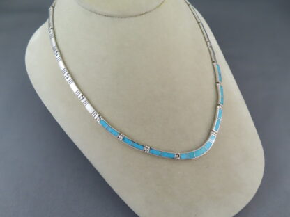 Turquoise Inlay Necklace in Sterling Silver