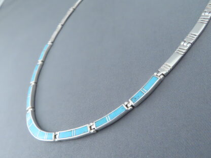 Turquoise Inlay Necklace in Sterling Silver