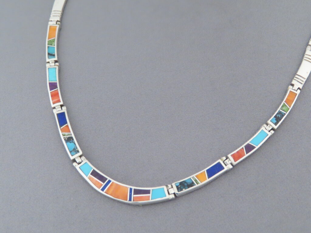 Inlaid Multi-Color Cuff Bracelet, Navajo Jewelry - Inlay Bracelet