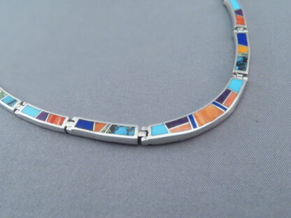 Inlaid Multi-Color Necklace in Sterling Silver