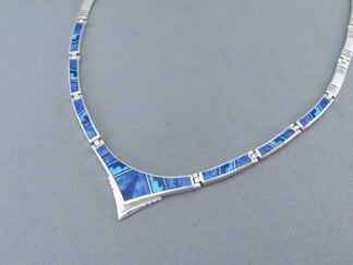 Shop Inlay Jewelry - Fancy Inlaid Lapis & Opal Necklace by Native American jeweler, Charles Willie $1,125- FOR SALE