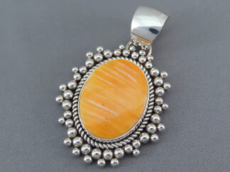 Orange Spiny Oyster Shell Pendant by Artie Yellowhorse