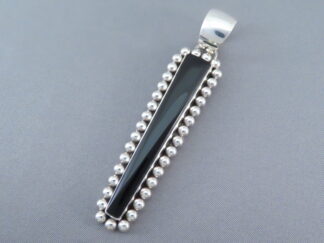 Native American jewelry - Long Black Onyx & Sterling Silver Pendant by Navajo jeweler, Artie Yellowhorse FOR SALE $425-