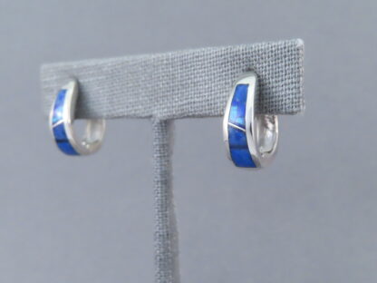 Lapis & Opal Inlay Earrings (Smaller ‘Huggies’)