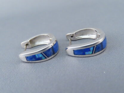 Lapis & Opal Inlay Earrings (Smaller ‘Huggies’)