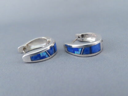 Lapis & Opal Inlay Earrings (Smaller ‘Huggies’)