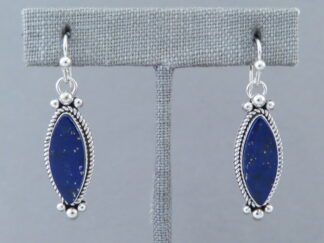Dangling Lapis Earrings (hooks) by Native American Navajo Indian jewelry artist, Artie Yellowhorse FOR SALE $235-