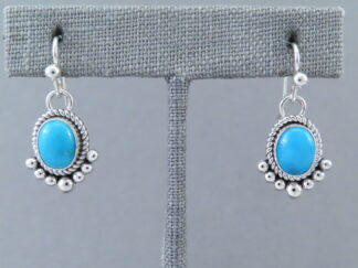 Small Sleeping Beauty Turquoise Earrings (hooks) by Native American Indian jewelry artist, Artie Yellowhorse $165- FOR SALE