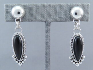 Shop Native American Jewelry - Dangling Post Black Onyx Earrings by Navajo jeweler, Artie Yellowhorse FOR SALE $140-