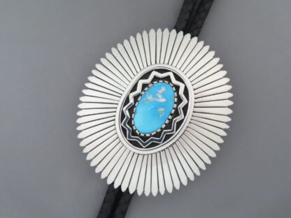 Blue Gem Turquoise Bolo Tie by Wyatt Lee-Anderson
