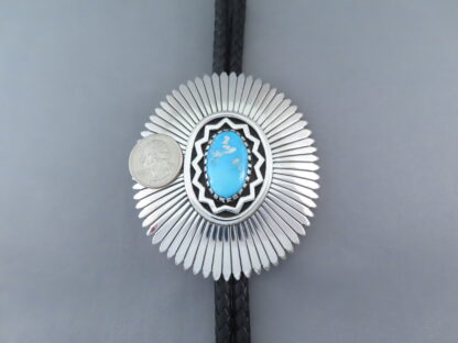 Blue Gem Turquoise Bolo Tie by Wyatt Lee-Anderson