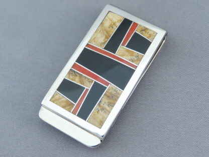 Money Clip with Inlaid Multi-Stones