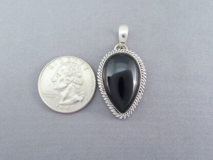 Little Black Onyx & Sterling Silver Pendant
